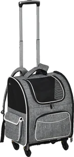 PawHut wózek dla psa torba transportowa wózek dla psów i kotów 2 w 1 plecak dla psa torba dla psa z drzwiczkami i okienkiem oddychająca tkanina oxford szary 43 x 33 x 51,5 cm - Torebki damskie - miniaturka - grafika 1