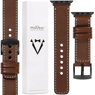 Pasek premium skórzany do Apple Watch 49/46-44mm Ciemnobrązowy Movear - Akcesoria do smartwatchy - miniaturka - grafika 1