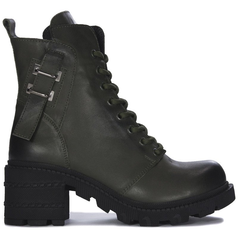 Boccato Botki Damskie Skórzane Ocieplane Khaki-38