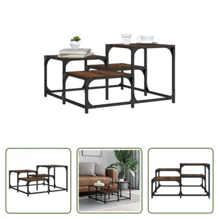 The Living Store stolik kawowy brązowy dąb 68x68x40 cm materiał drewnopochodny - Ławy i stoliki kawowe The Living Store stolik kawowy brązowy dąb 68x68x40 cm materiał drewnopochodny - Ławy i stoliki kawowe - miniaturka - grafika 1