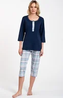 Piżamy damskie - Piżama damska granatowa z rękawem i nogawką 3/4 Allison, Kolor granatowy, Rozmiar S, Italian Fashion - Primodo.com - miniaturka - grafika 1