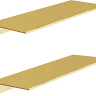 Półki do salonu - Półki pływające metalowe, zestaw 2 sztuk, szczotkowane złoto, półka ścienna, kabina prysznicowa montowana na ścianie, dekoracyjny eksponat, 40 cm - miniaturka - grafika 1