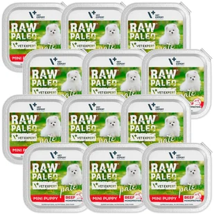 Vetexpert Raw Paleo Pate Mini Puppy Beef 12x150g - wołowina tacka - Mokra karma dla psów - miniaturka - grafika 1