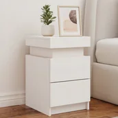 Szafki nocne - Szafka nocna z oświetleniem Led, biała, 35x39x55 cm - miniaturka - grafika 1