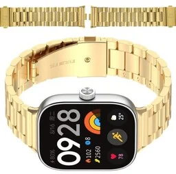 Bizon Pasek ze stali nierdzewnej Strap Watch Aura do Xiaomi Redmi Watch 4 / Smart Band 8 Pro / 9 Pro, złoty - Akcesoria do smartwatchy - miniaturka - grafika 1