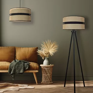 Lampa stojąca Duo, rattan, trójnóg, beżowa/czarna - Lampy stojące - miniaturka - grafika 4