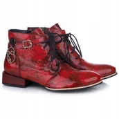 Botki damskie - Czerwone botki trzewiki damskie Maciejka 5743A skóra lakierowana modne r.40 - miniaturka - grafika 1