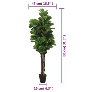 Sztuczny figowiec dębolistny, 96 liści, 80 cm, zielony Lumarko - Sztuczne kwiaty - miniaturka - grafika 6