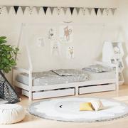 Łóżeczka i kojce - Rama łóżka dziecięcego z szufladami, biała, 90x200 cm, sosnowa Lumarko! - miniaturka - grafika 1