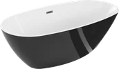 Wanny - Mexen Eris wanna wolnostojąca 155 x 80 cm, biała/czarna, przelew gun metal szczotkowany - 53441558075-95 - miniaturka - grafika 1
