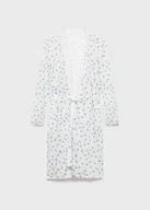 Piżamy damskie - MANGO - Szlafrok z kwiatowym wzorem i koronką biały - L - Kobieta - miniaturka - grafika 1