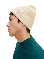 Czapki męskie - TOM TAILOR Męskie Czapka beanie ze wzorem warkocza 1034380, 30318 - Nice Off White Melange, ONESIZE - miniaturka - grafika 1