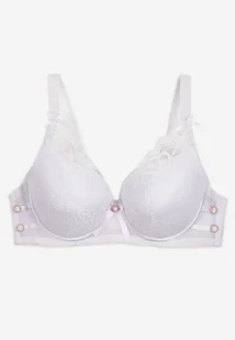 Biały Biustonosz z Usztywnionymi Miseczkami i Koronką Tinarria - Biustonosze - miniaturka - grafika 1