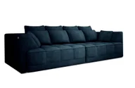 Sofy i kanapy - DOMO-HOME Duża sofa TIGA z elektrycznie rozkładanymi siedziskami 302x136cm| Stylowa i luksusowa Nowoczesny design do Twojego salonu Wygodna sofa rozkładana Kolor ciemnoniebieski APHRODITE - miniaturka - grafika 1