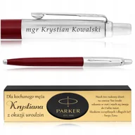 Długopisy - DŁUGOPIS PARKER JOTTER CZERWONY + ELEGANCKIE PUDEŁKO Z DEDYKACJĄ + GRAWER - miniaturka - grafika 1