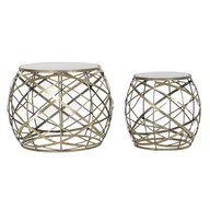 Ławy i stoliki kawowe - Emaga Komplet 2 Stolików DKD Home Decor Szkło Czarny Złoty Metal Nowoczesny (60 x 60 x 45 cm) (2 pcs) - miniaturka - grafika 1