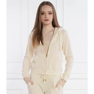 Juicy Couture Bluza Robertson Classic Velour Zip Trough Hoodie GOLD HW | Regular Fit - Bluzy damskie - miniaturka - grafika 1