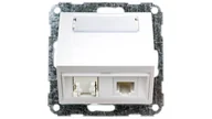 Gniazdka elektryczne - Optima Gniazdo teleinformatyczne podwójne RJ12/RJ45 kat.5e białe 12004902 - miniaturka - grafika 1