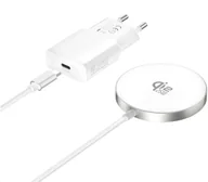 Ładowarki do telefonów - Ładowarka 4smarts Bezprzewodowy zestaw ładujący Qi2/MagSafe-kompa 25W, 1,5m biały 541708 - miniaturka - grafika 1