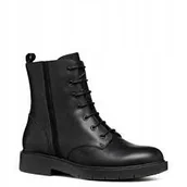 Botki damskie - GEOX CZARNE BOTKI DAMSKIE ZE SKÓRY NATURALNEJ NA PODESZWIE 37 JŁA - miniaturka - grafika 1