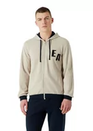 Bluzy męskie - Emporio Armani Męska bluza z kapturem z polaru, lina, M - miniaturka - grafika 1