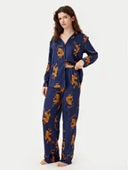 Piżamy damskie - Hunkemöller Piżama Maritime Blue 300784 Granatowy Regular Fit - miniaturka - grafika 1