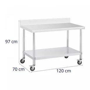 Stół ze stali nierdzewnej na kółkach - 70 x 120 cm - 158 kg ROYAL CATERING 10012811 RCAT-120/70-WS - Meble gastronomiczne - miniaturka - grafika 4