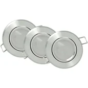 Oprawy, klosze i abażury - Polux Zestaw 3 oczek SUN LED GU10 3x3,5W 305268 Srebrny połysk - miniaturka - grafika 1