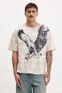 Koszulki męskie - Diesel t-shirt bawełniany T-BOXT-T14 męski kolor beżowy wzorzysty A19317.0DLBM - miniaturka - grafika 1