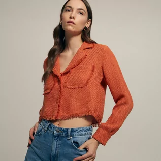 Koszule damskie - Reserved Koszula ze strukturalnej tkaniny - Pomarańczowy - grafika 1
