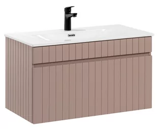 Nowoczesna szafka z umywalką, Iconic, 80x46x46 cm, różowy, mat - Szafki łazienkowe - miniaturka - grafika 1