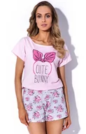 Piżamy damskie - Cheryl 02 bawełniana piżama damska z krótkimi rękawami i krótkimi nogawkami, Kolor różowy-wzór, Rozmiar S, myMaDo - Intymna - miniaturka - grafika 1
