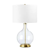 Lampy stojące - Lampa stołowa szklana mosiężna z białym abażurem Orb E27  60W Elstead - miniaturka - grafika 1