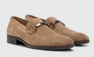 Mokasyny męskie - Boss Colby Męskie Mokasyny Wsuwane Skórzane Brązowe Eleganckie 41,5 Jkd - miniaturka - grafika 1