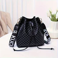 Torebki damskie - TEMU Torba wiadro z nadrukiem losowym, torba dojazdowa z dużą pojemnością i sznurkiem, modna torba na ramię i przez ramię, unikalny nadruk, lekka i - miniaturka - grafika 1