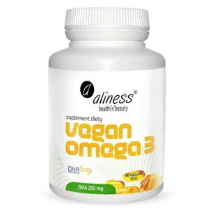 Aliness Vegan Omega 3 DHA 250mg (Olej z mikroalg) 60 Kapsułek wegańskich - Witaminy i minerały - miniaturka - grafika 1