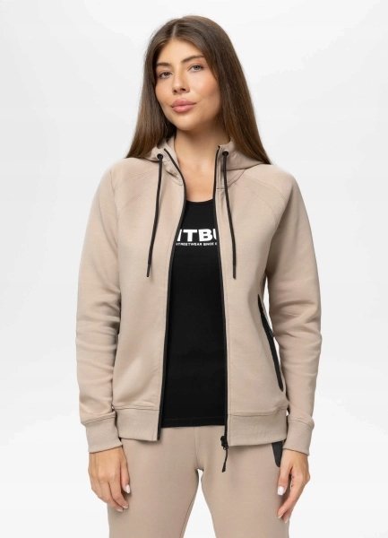 Bluza damska rozpinana z kapturem Pitbull Explory beżowa XS