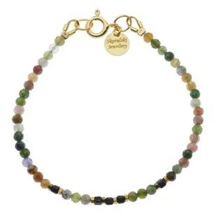 Skorulski Jewellery, Bransoletka, cięty Turmalin kolorowy. Hematyt i srebro złocone-17,5 cm - Bransoletki - miniaturka - grafika 1