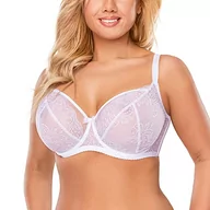 Biustonosze - Vivisence 1044 Biustonosz Miękki Damski Kwiatowa Koronka, Biały,75H - miniaturka - grafika 1