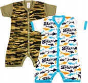 Pajacyki dla niemowląt - PAJAC KR rampers 2PAK MORO Khaki +Rekiny 62 KLEKLE - miniaturka - grafika 1