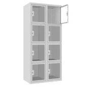 Szafki BHP - Szafka z 8 schowkami dla pracowników MSUS 424 metalowa z pleksi - miniaturka - grafika 1