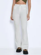 Spodnie damskie - Noisy May Jeansy Sallie 27019305 Biały Slim Fit - miniaturka - grafika 1