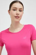 Koszulki sportowe damskie - 4F t-shirt treningowy kolor różowy - miniaturka - grafika 1