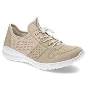 Półbuty damskie - Beżowe Półbuty Rieker Wygodne Buty Damskie - miniaturka - grafika 1