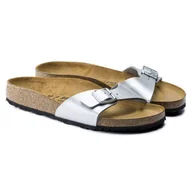 Klapki i japonki damskie - Klapki damskie Birkenstock Madrid Birko-Flor Silver srebrne regular szerokie (0040411) - miniaturka - grafika 1