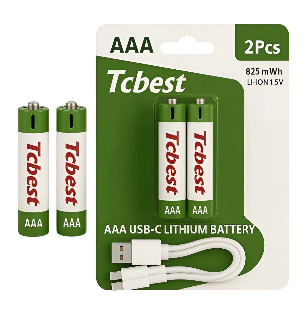 Baterie Do Ładowania USB-C Akumulatorki AAA Litowo Jonowy 2x Bateria Kabel