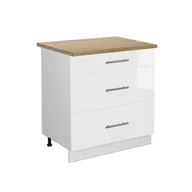Szafki kuchenne - Vicco Szafka dolna do kuchni Fame-Line, Biały wysoki połysk, 80 cm z 3 szufladami, BP Dąb - miniaturka - grafika 1
