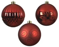 Bombki - Duża bombka plastikowa 14cm dekorowana zdobiona na choinkę Czerwony - miniaturka - grafika 1