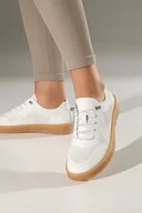 Półbuty damskie - Białe sneakersy skórzane damskie Sergio Leone ażurowe z elastycznymi sznurówkami SP-111-CA - miniaturka - grafika 1