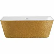 Wanny - Besco WA-170-VRZB VARYA GLAM złota wanna wolnostojąca przyścienna maskownica syfonu z przelewem biała 170 x 80 - miniaturka - grafika 1